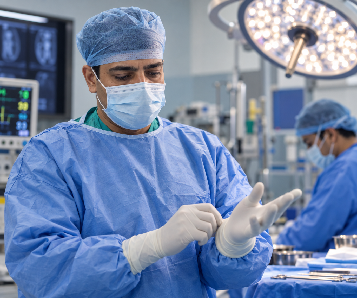 Dr. Venkatachala K preparing for surgery