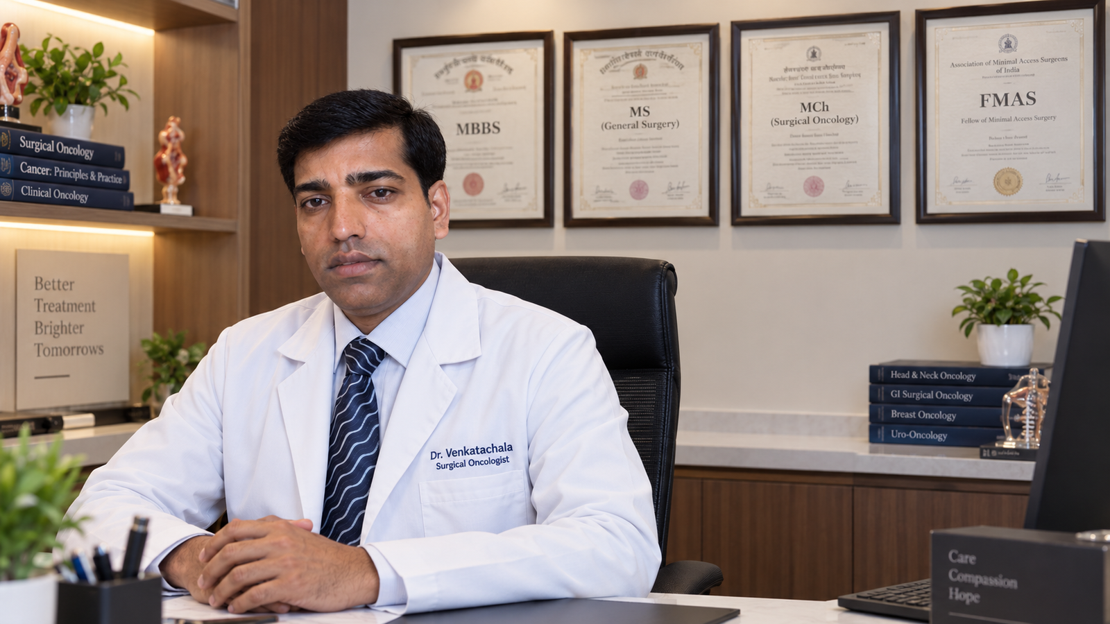 Dr. Venkatachala K reviewing a scan at his desk